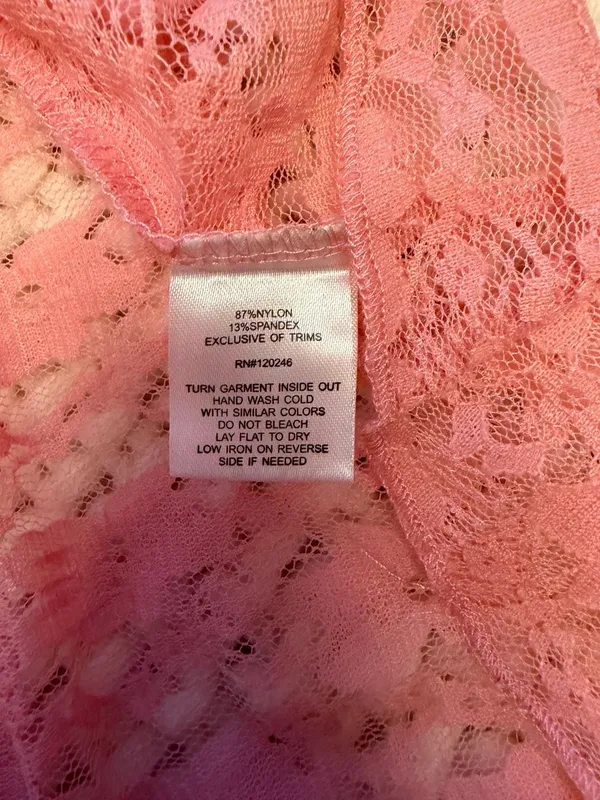 Wallflower Pink Lace Tank Top Crochet Neckline Size L - Image 3