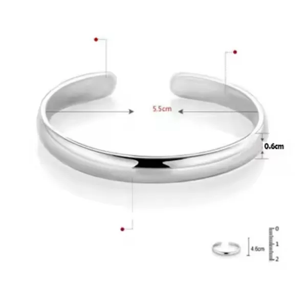 925 Sterling Silver Cuff Woman Bracelet Polishing Silver Bangle Bracelet - Image 4