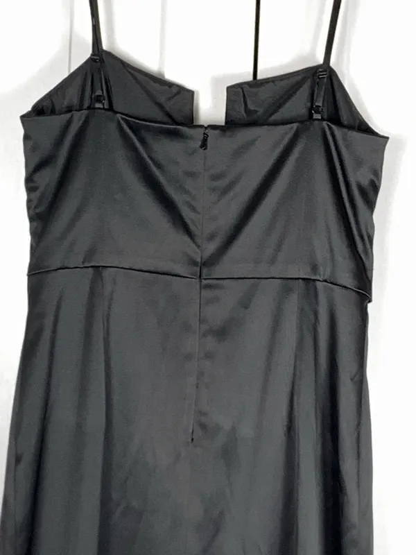 White House Black Market Dress Size 6 Black Satin Sweetheart Cocktail Sheath - Image 9