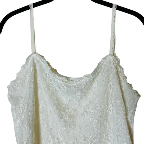 Cream Floral Lace Cami Top Ethereal Fairycore Coquette Cottagecore Layering - Image 2
