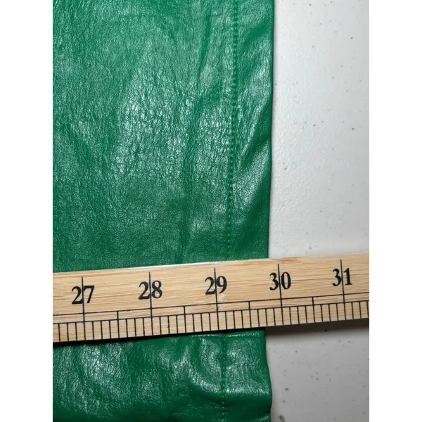 Princess Polly Green Faux Leather Wide Leg Pants 8 Slit Hem‎ Trousers - Image 8