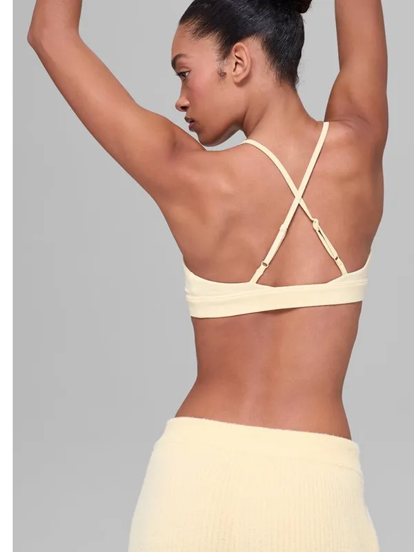 NWT alo yoga splendor bra candlelight yellow white size large sold out limited - Image 2