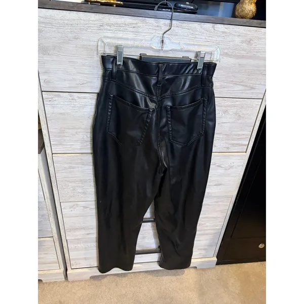 Abercrombie & Fitch Curve Love Vegan Leather Ankle Straight Pants Black 29/8 - Image 5