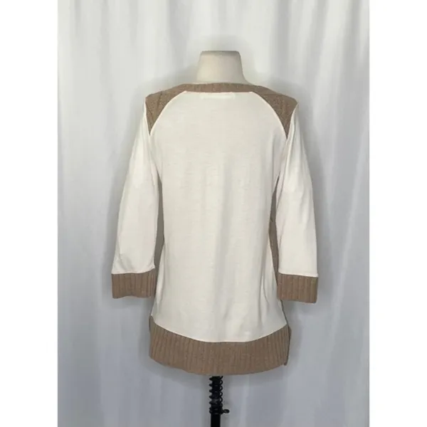 Anthropologie PILCRO Dually Clad Twofer Sweater Top Brown Wool Cable Knit M - Image 7