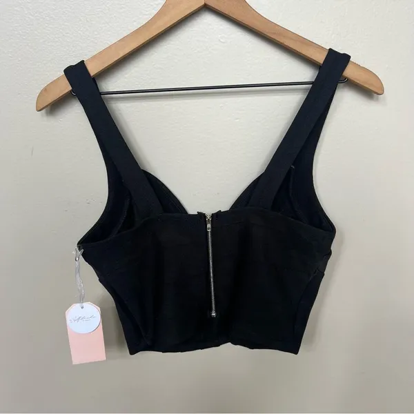 Blashe Los Angeles NWT Black Sleeveless Corset Bustier Crop Top Zipper Medium - Image 7