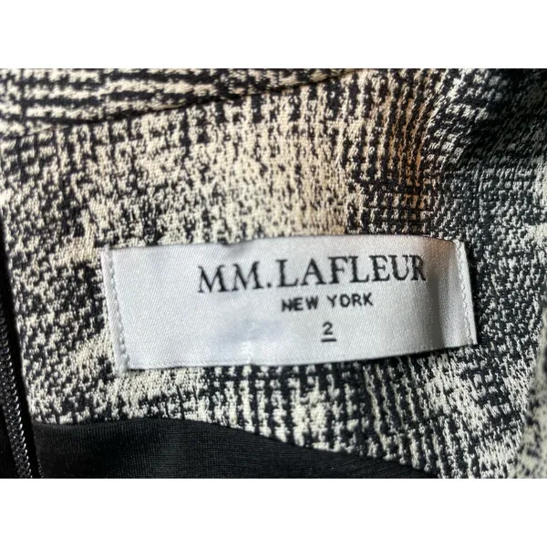 MM Lafleur Dress Size 2 Black & White Abstract Preppy Twee Office - Image 6