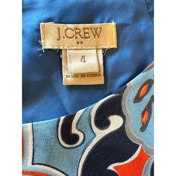 J Crew Dress Women 4 Blue‎ Jules Moonglow Paisley Gallery Boho Hippie Mini Shift - Image 7