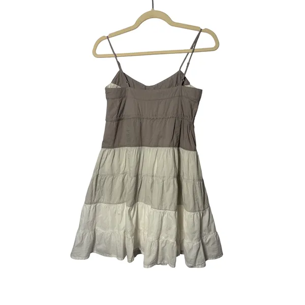 To The Max‎ Dress XS Gray Grey Tan White Tiered Cotton Boho Sundress Cottagecore - Image 4