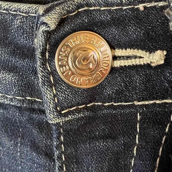 True Religion Womens Blue Embroidered Pockets Straight Leg Denim Jeans‎ Size 26 - Image 5