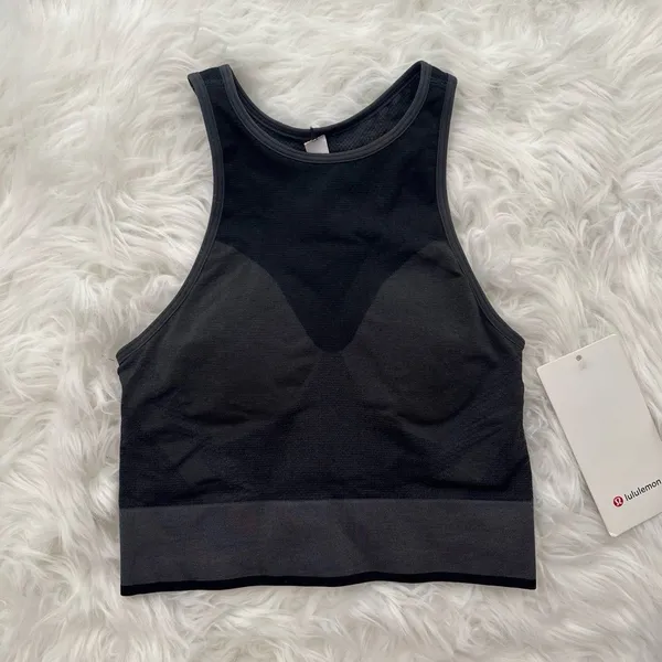 Lululemon Seamless Mesh Supportive Training Tank Top Graphite Grey Size 2 - Image 3