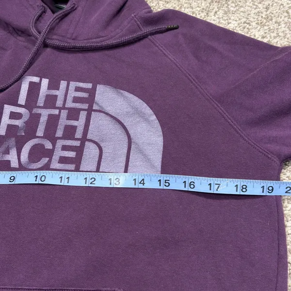 The North Face Womens Hoodie Pullover Purple Logo Graphic Cotton‎ Blend Size S - Image 8