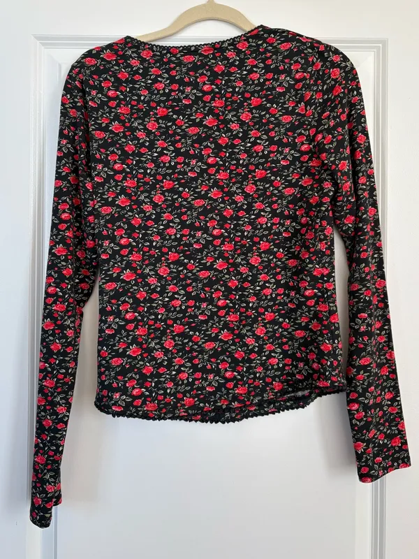 Free People Abundance Long Sleeve Top Black Floral Size Medium NWOT - Image 7