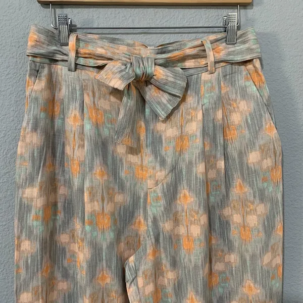 Zara‎ New Flowy High Waist Wide Leg Printed Pants with Self Belt Size L 8372/115 - Image 4