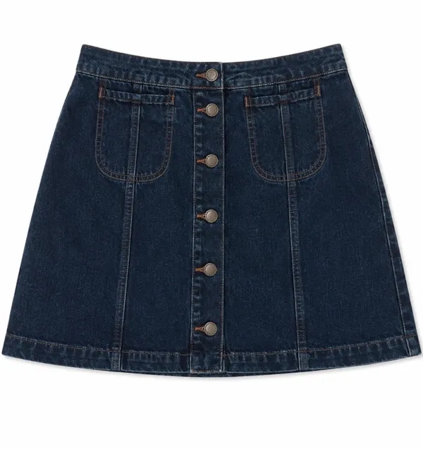 Topshop Moto Denim Button Skirt, Size 28 - Image 3