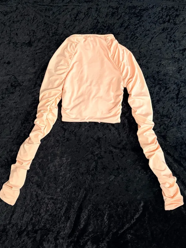 Oh Polly Blush Pink Cut Out Crop Top - Image 3
