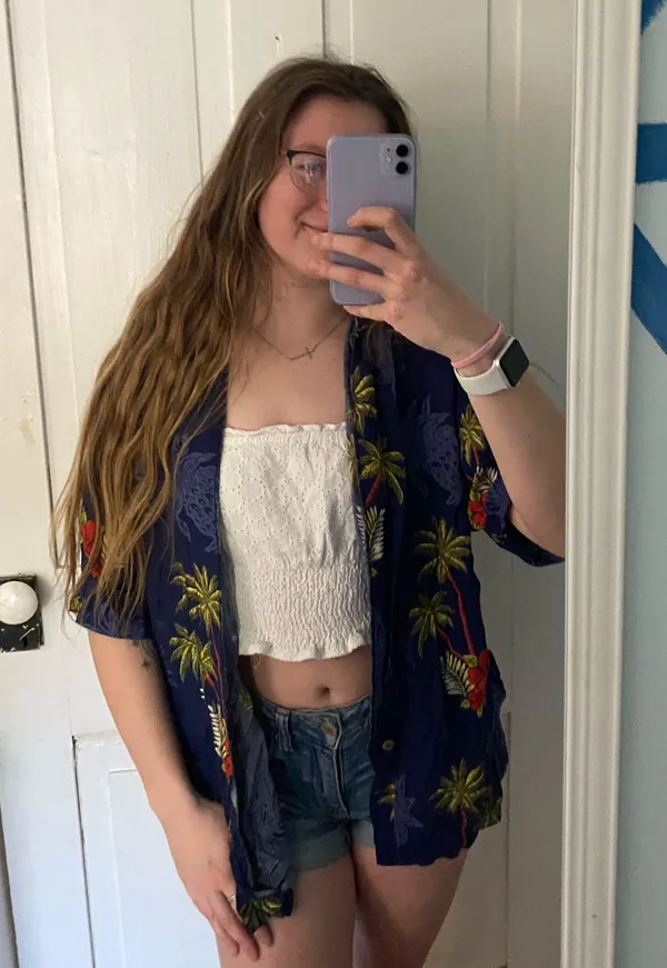 thumbs up floral Hawaiian shirt - Image 2