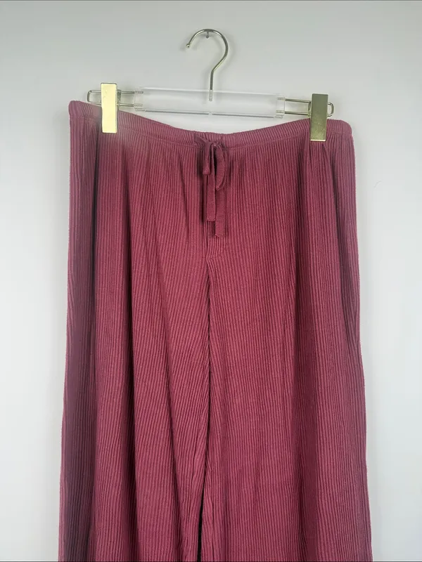 Auden Women's Cozy Ribbed Wide Leg Pants - Rose Pink Size Medium - Image 4