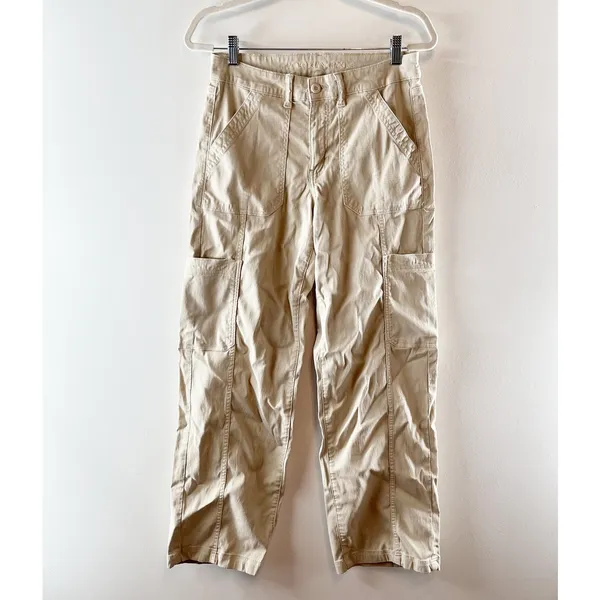 American Eagle Mid Rise Stretch Utility Stovepipe Straight Leg Pants Beige 2 L - Image 3