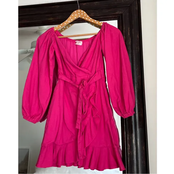 Showpo Hot Pink Mini Dress Long Sleeve US 2 - Image 2