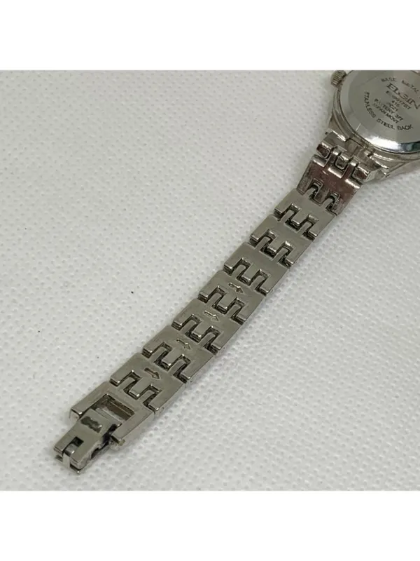 Vintage Elgin women’s watch silver tone mop dial Gemstones quartz 23mm running - Image 9