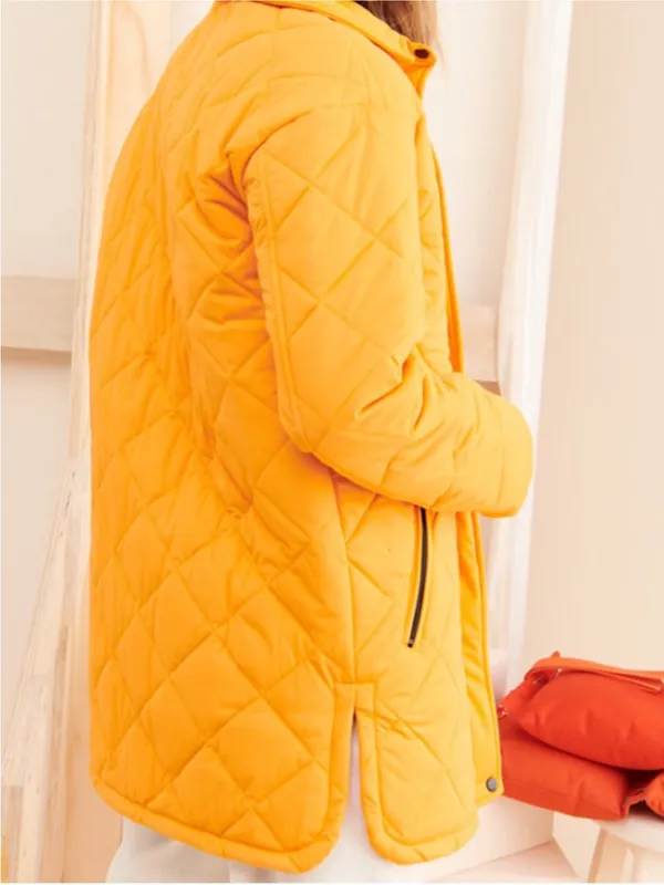 Quilted Orange Long Jacket - Image 2