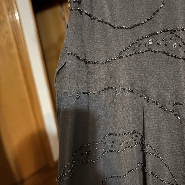 Silk Beaded Sheer Dress Black - Image 7
