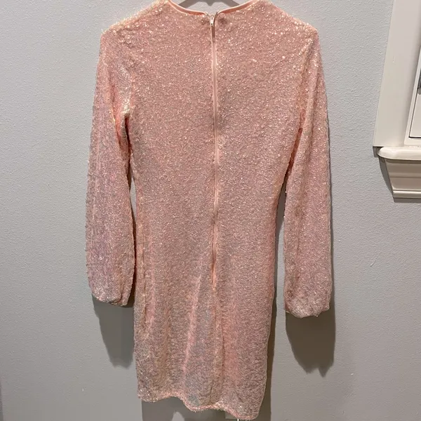 Pink Sequence Long Sleeve Dress - Image 2