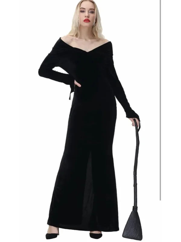 NEW Velvet Halloween Costume Off Shoulder Gothic Dress Adult Cosplay Dress S - Image 4