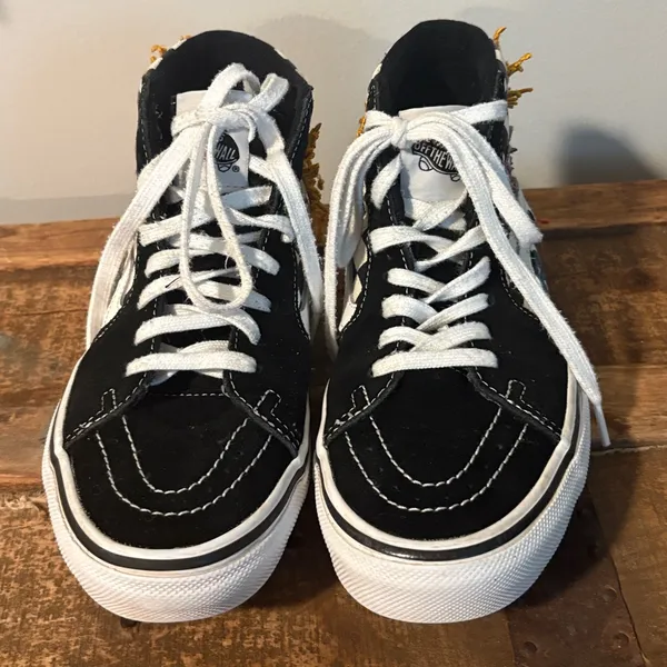 VANS Black and White Checkered High-Top Sneakers/ Skateistan - Image 6