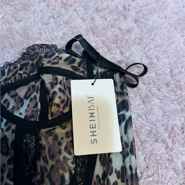 SHEIN Leopard and Black Lace Bustier - Image 4