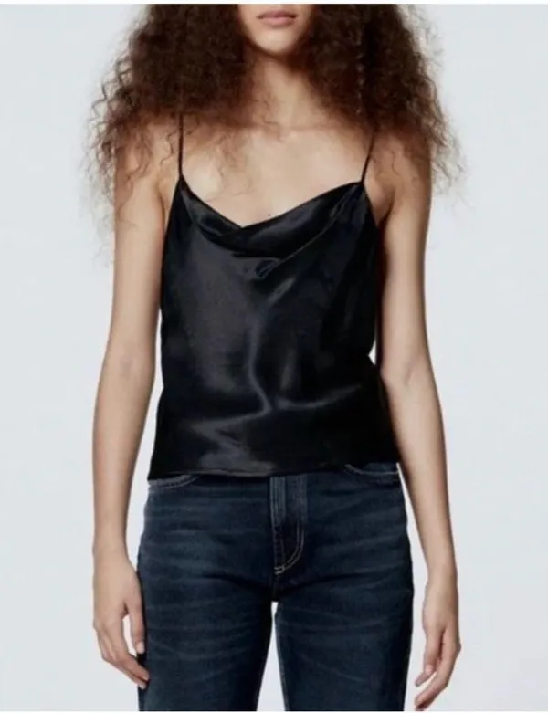 Zara Satin Cowl Neck Cami Top - Image 4