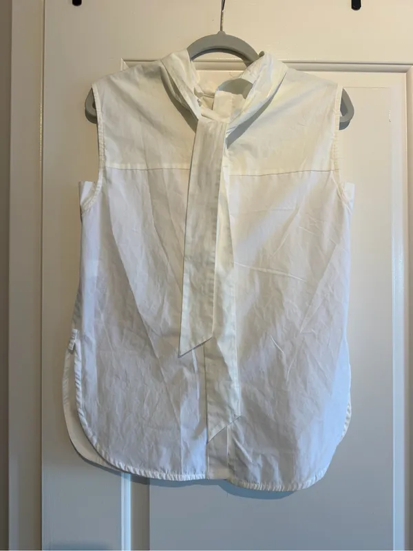Zara Cream Sleeveless Bow Tie Blouse - Image 3