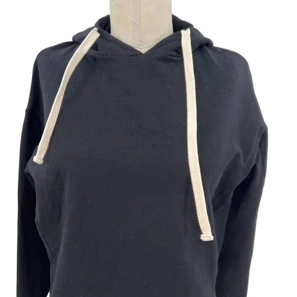 Monrow Black‎ Cropped Pull Over Hoodie Sweatshirt Size XS - Image 5