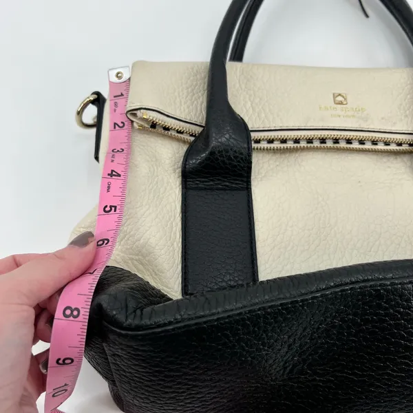 Kate Spade Southport Avenue Carmen Convertible Satchel Handbag Purse cream black - Image 9
