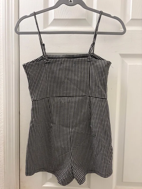 Forever 21 Houndstooth Spaghetti Strap Mini Dress - Black/White - Image 2