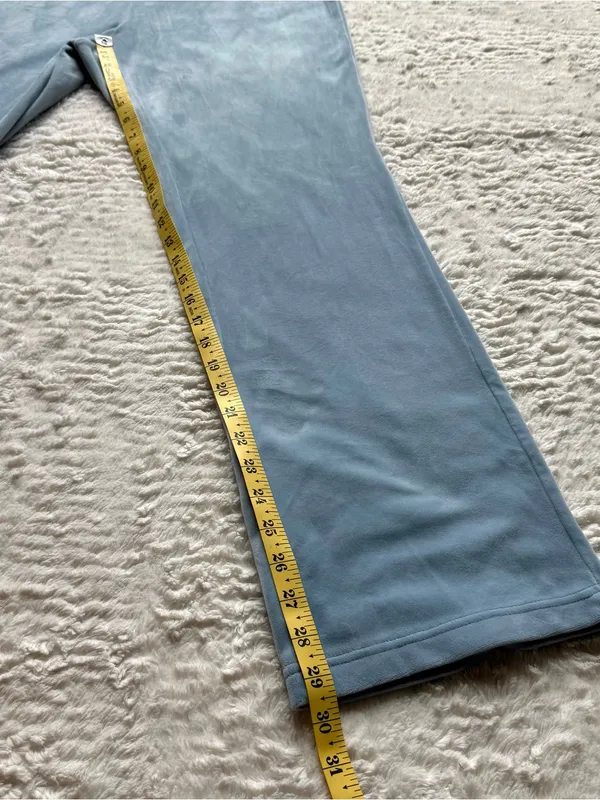 Juicy Couture Velour Track Pants Sweats Baby Blue M Velour Bling Cozy Retro Y2K - Image 8