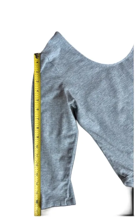 Heather Grey Basic Tee 3/4 Sleeve Bodysuit - Image 4