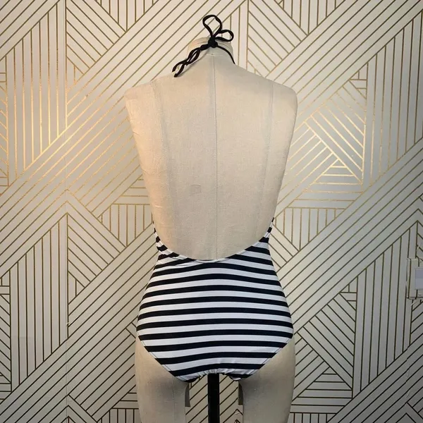 Zara Swimsuit Black and White Striped One-Piece Bathing Suit Size‎ Small - Image 9
