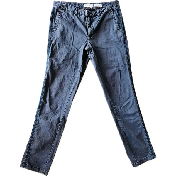 Anthropologie Striped‎ Chino Trousers 28 Relaxed Fit Gray Pants Embellished - Image 7