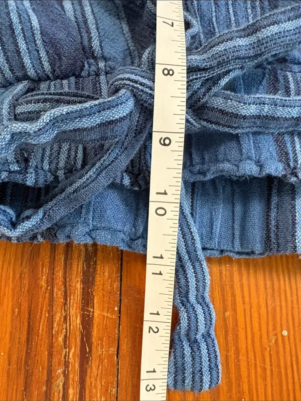 Indigo Rein Blue Striped Wide-Leg Tie Waist Pants Size Small - Image 4