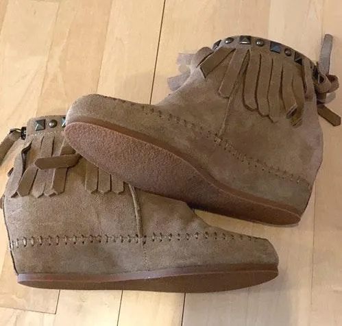 Crown Vintage Mocha Fringe Booties - Image 2