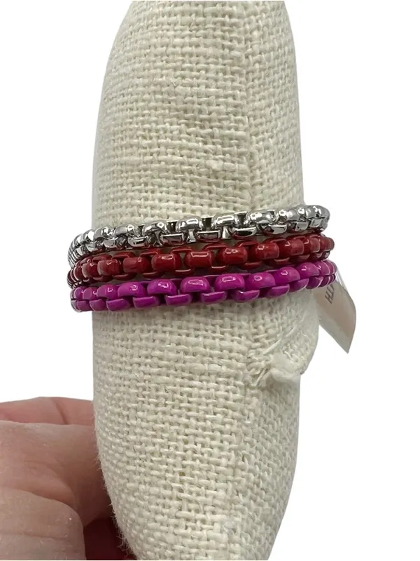 NWT On 34th 3 Piece Enamel Coated Link Bracelets Red - Image 4