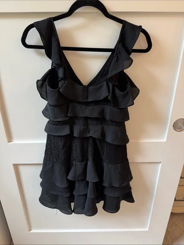 Bardot Black Ruffle Mini Dress - Image 2