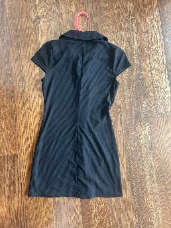 AFRM Mini Dress Button Down Collared Black - Image 2