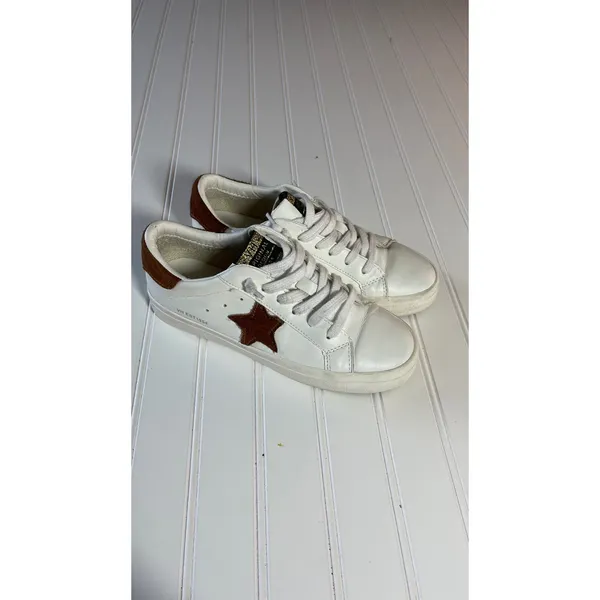 Vintage Havana Gadol White Leather Brown Calf Hair Star Sneakers Low Top Shoes - Image 5