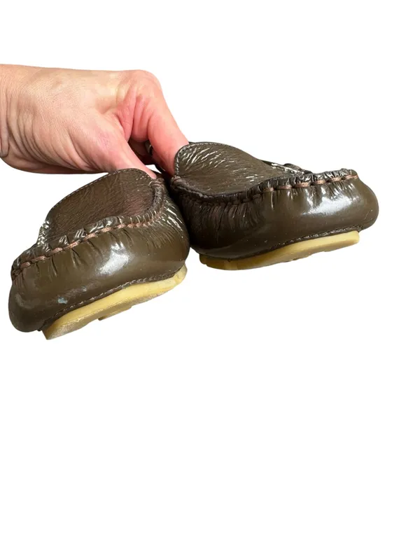 Gucci Driving Moccasins Flats Patent Crinkle Leather Brown 36.5 - Image 5