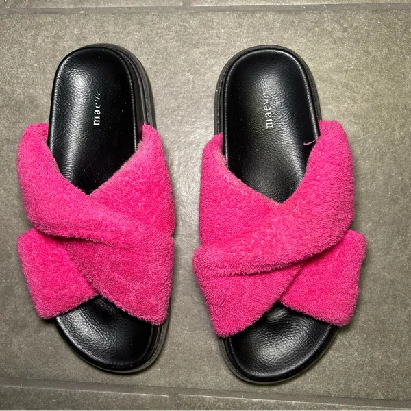 Anthropologie Maeve Terry Pink Criss Cross Slide Sandals Women’s Shoe Size 6 - Image 2