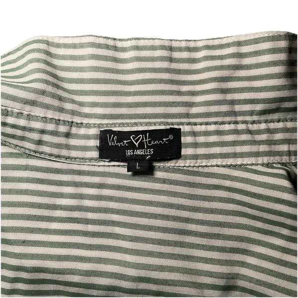 Women's Casual Light Green & White Striped Button Down Summer, Vacation.‎ LG - Image 7