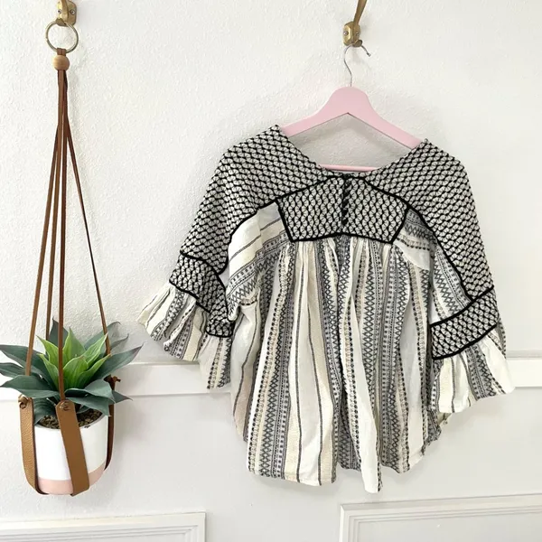 Free People Runnin On A Dream Top Ivory Size M Boho Neutral - Image 8