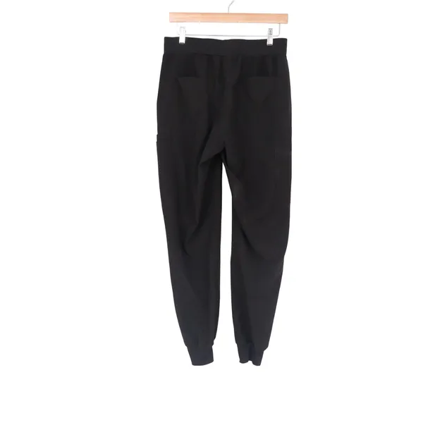 Black Jogger Scrub Pants Womens XS Tapered Elastic Waist Cargo Pockets Stretch - Image 4